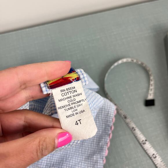 The Bailey Boys Blue Gingham Applique Ice Cream Dress 4T USA - Picture 8 of 11